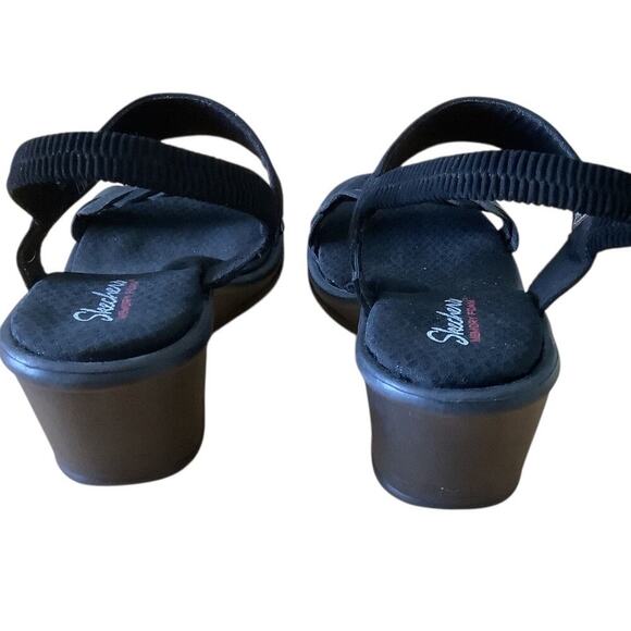 SKECHERS BLACK MEMORY FOAM SLINGBACK WEDGE SANDALS 11 NWOB - Picture 4 of 9